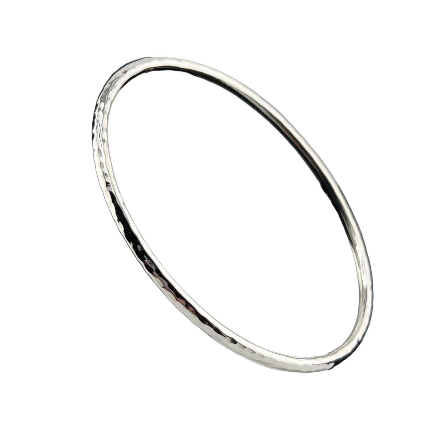 Sterling Silver .925 Bangle Bracelet 70mmx2mm Hammered