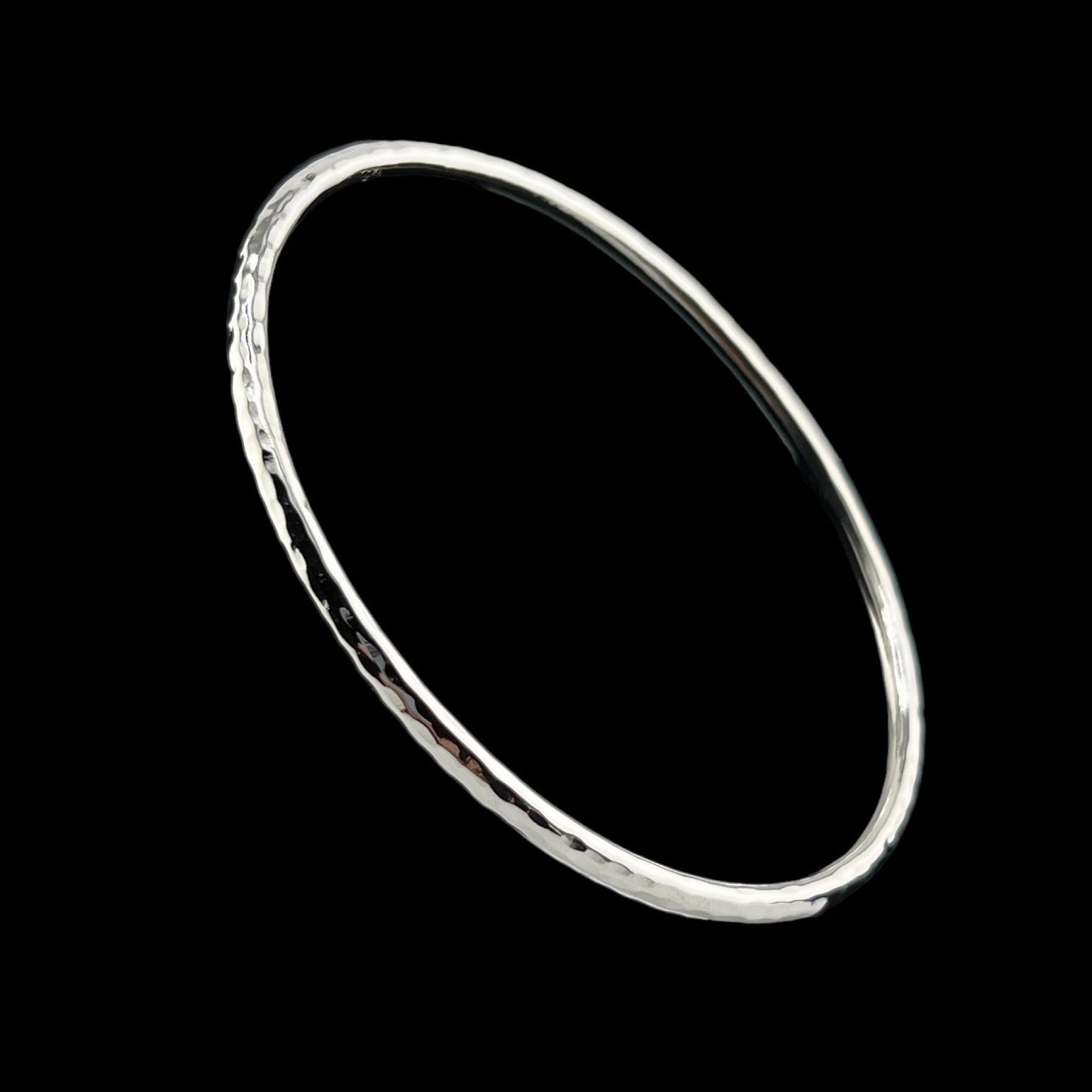 Sterling Silver .925 Bangle Bracelet 70mmx2mm Hammered