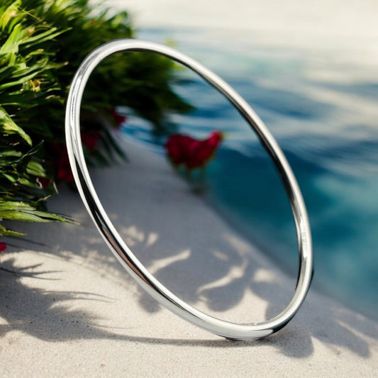 Sterling Silver .925 Bangle Bracelet 70mmx1mm Smooth