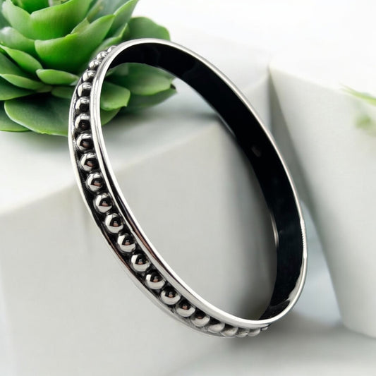 Sterling Silver .925 Bangle Bracelet 68mmx6mm Bolitas