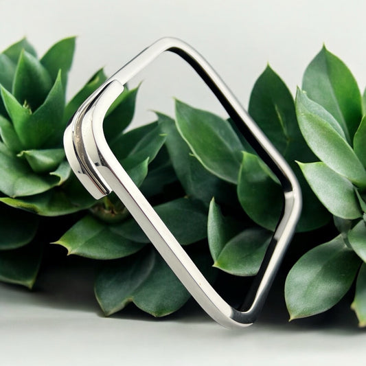 Sterling Silver .925 Bangle Bracelet 70mmx8 Solid Square Overlap