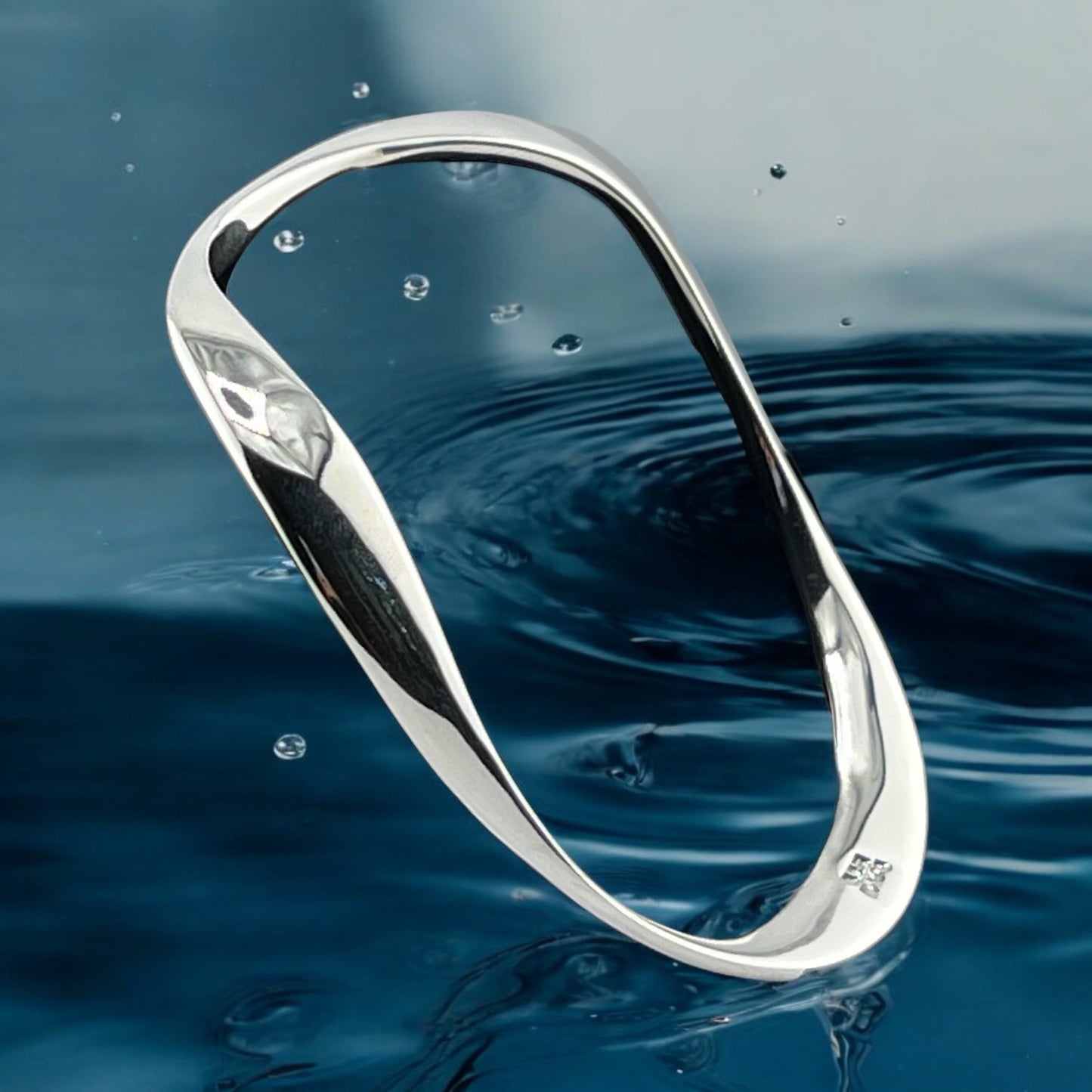 Sterling Silver .925 Bangle Bracelet 70mmx4 Undulating Triad Smooth