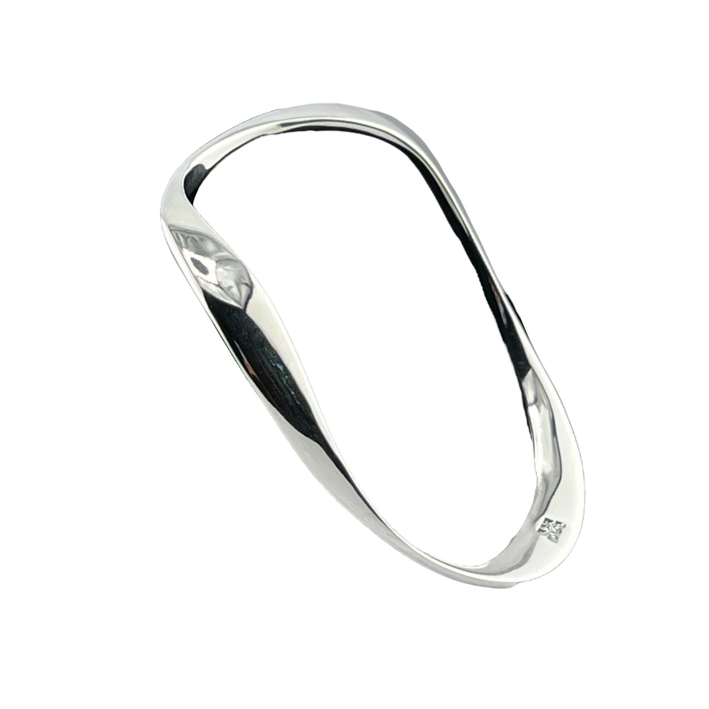 Sterling Silver .925 Bangle Bracelet 70mmx4 Undulating Triad Smooth