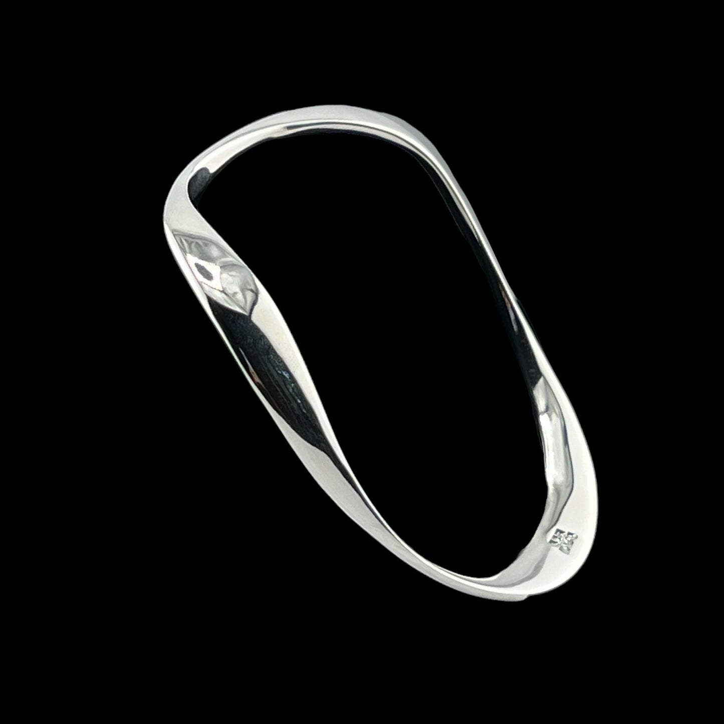 Sterling Silver .925 Bangle Bracelet 70mmx4 Undulating Triad Smooth