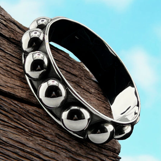 Sterling Silver .925 Bangle Bracelet 70mmx20mm Silver Ball Bolita