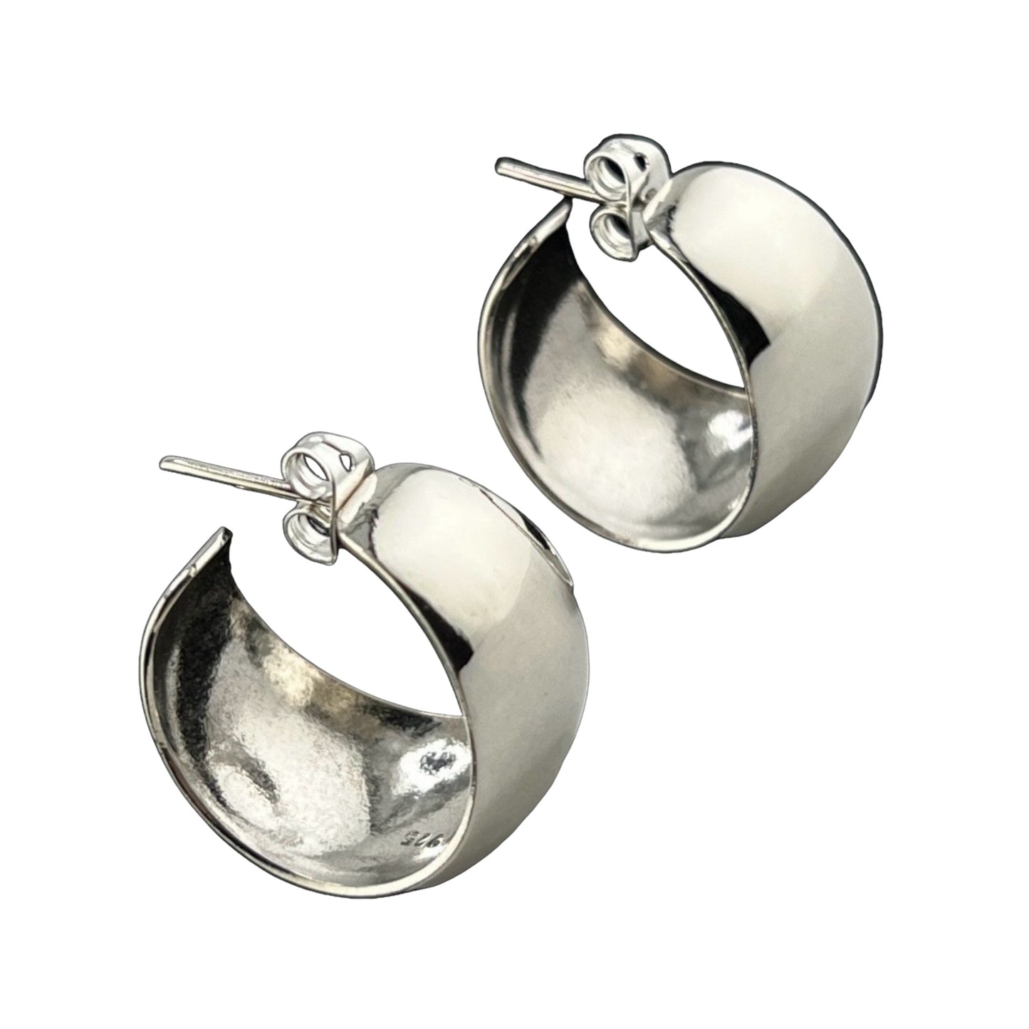 Sterling Silver .925 HOOP Post Earrings 20mmx13mm Smooth Pattern