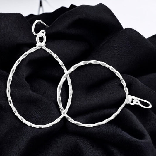 Sterling Silver .925 HOOP HOOK Earrings 40mmx60mm Smooth Facet Eliptical