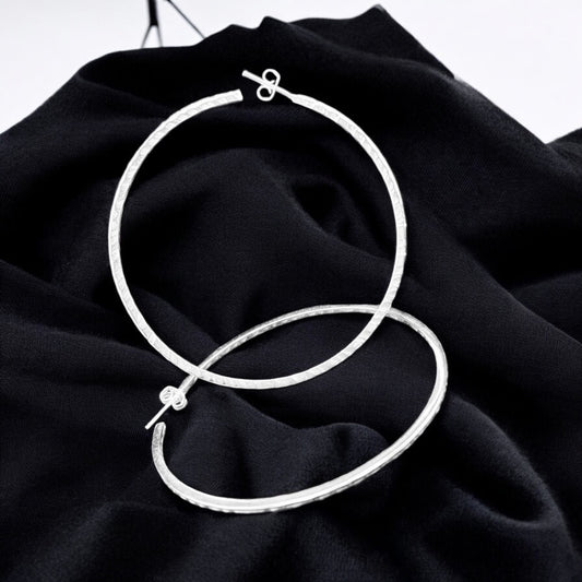 Sterling Silver .925 HOOP POST Earrings 65mm