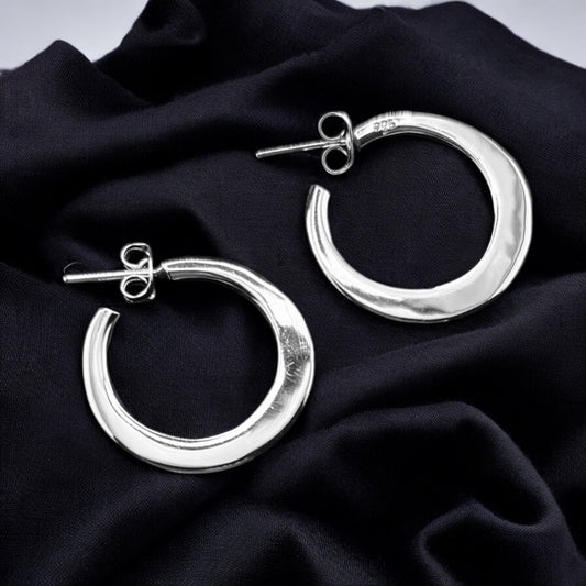 Sterling Silver .925 HOOP POST Earrings 23mm Smooth