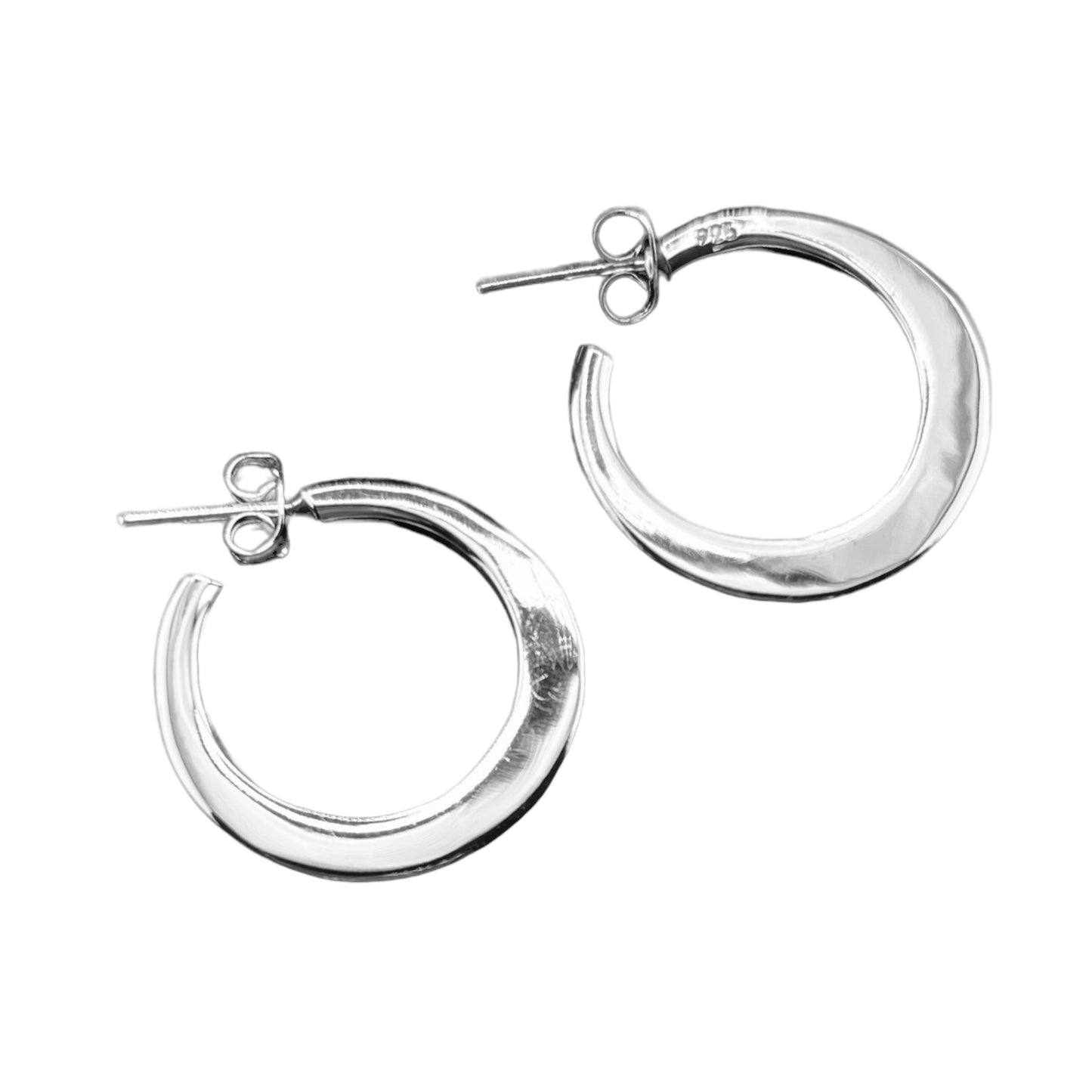 Sterling Silver .925 HOOP POST Earrings 23mm Smooth