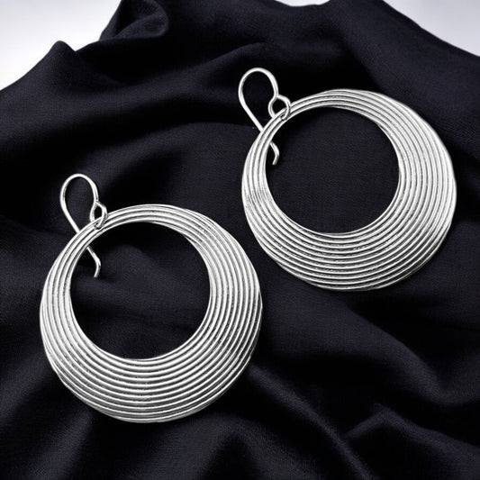 Sterling Silver .925 HOOP HOOK Earrings 40mmx1mm Offset Circles