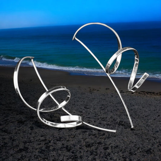 Sterling Silver .925  Chaotic Earrings 20mmx55mm