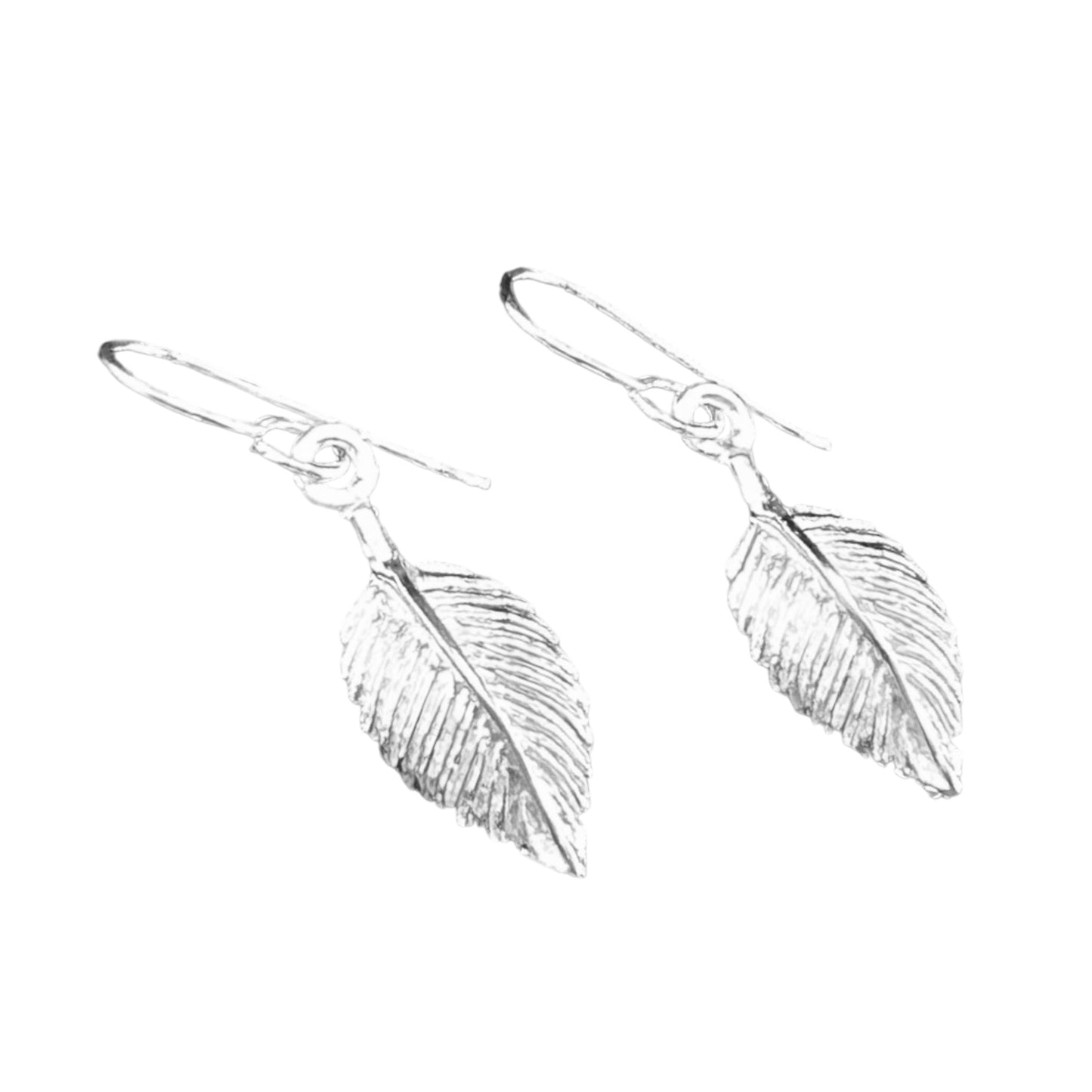 Sterling Silver .925 HOOK Earrings 10mmx16mm Leaf
