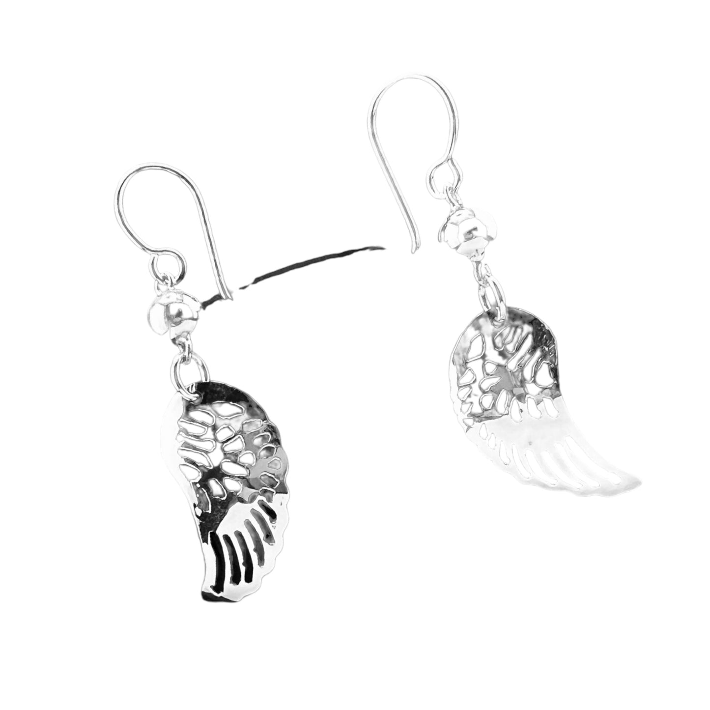 Sterling Silver .925 HOOK Earrings 13mmx27mm Wings