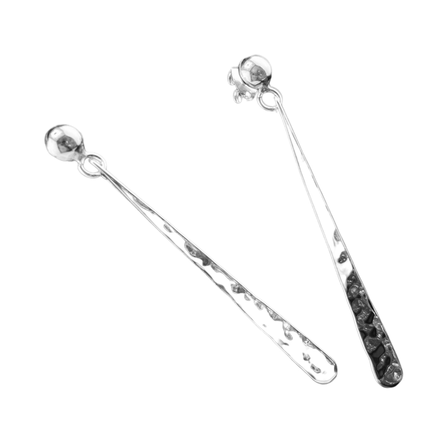 Sterling Silver .925 POST Earrings 4mmx60mm Dangle with Ball Post