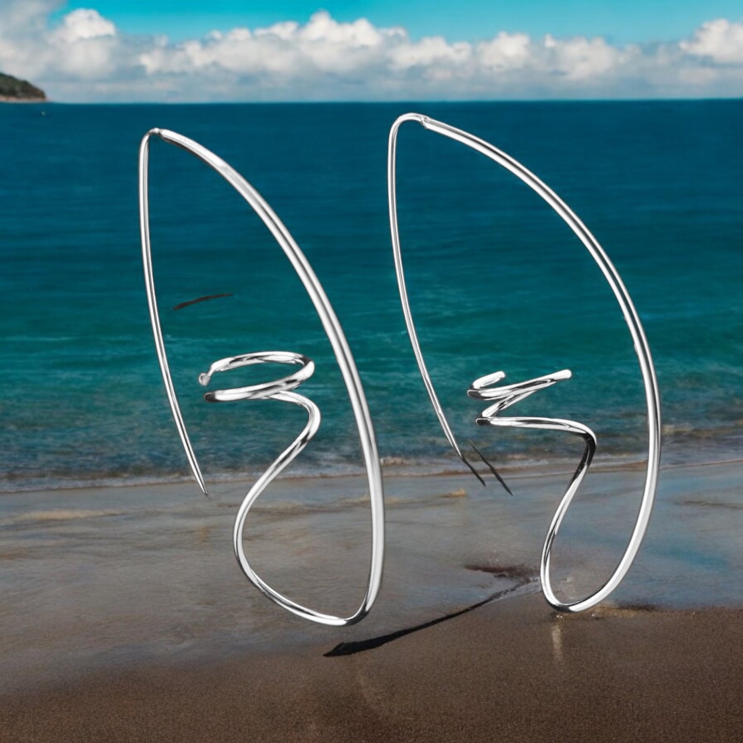 Sterling Silver .925 One Strand Continuouse Strand Earrings
