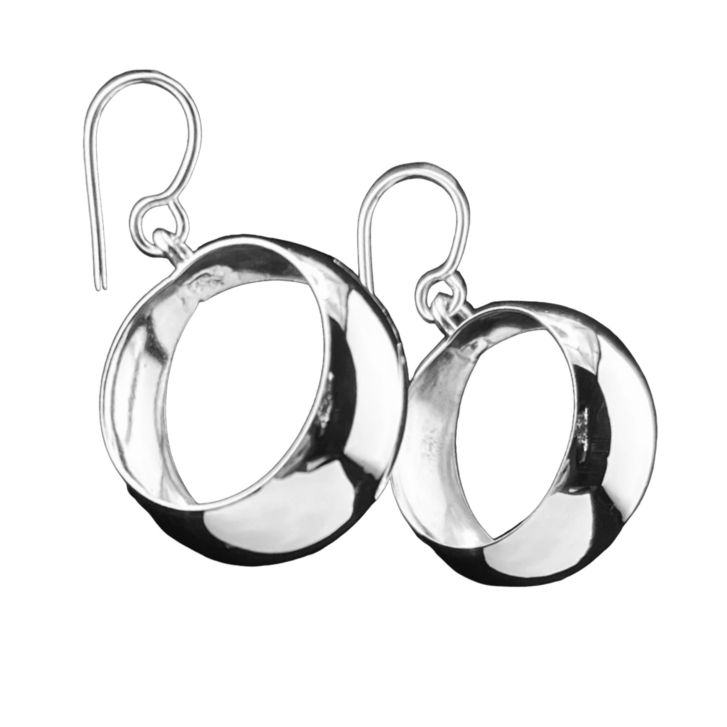 Sterling Silver .925 HOOP HOOK Earrings 20mmx10mm Smooth