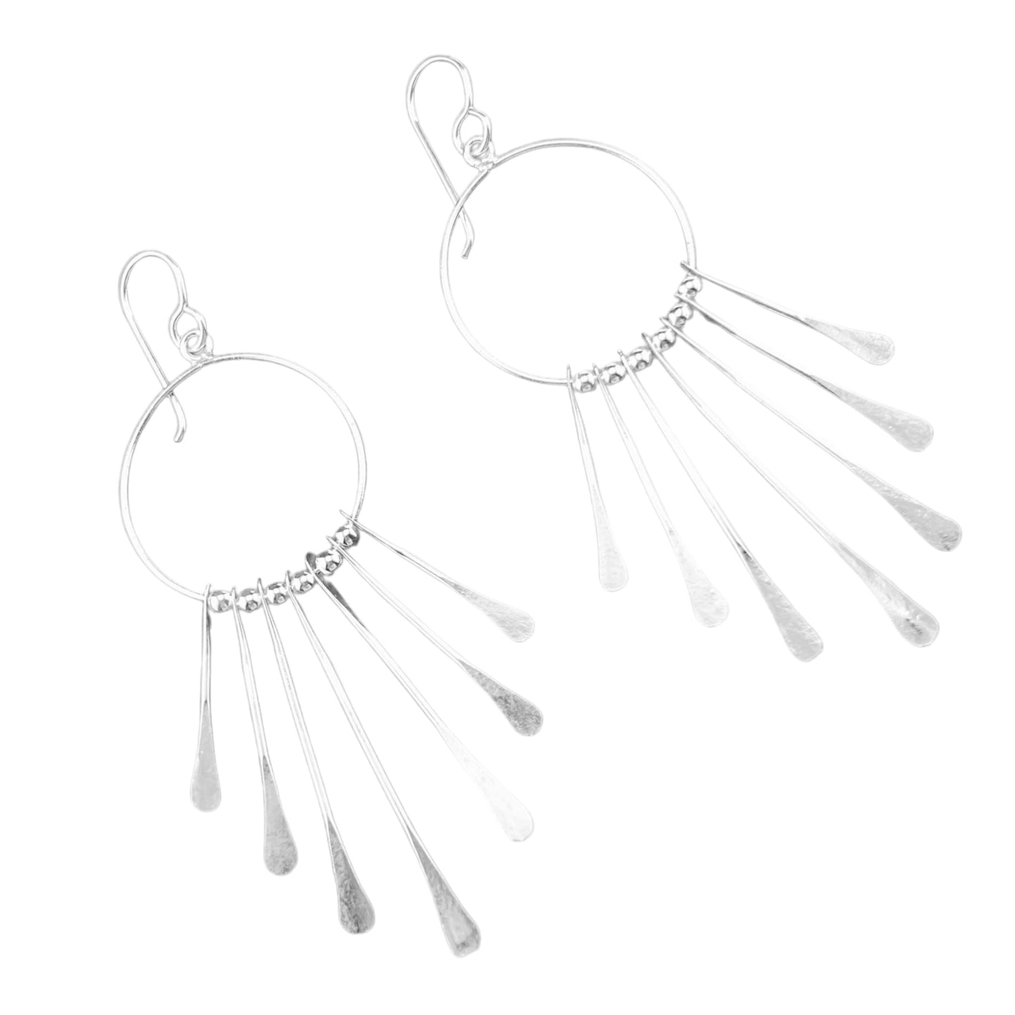 Sterling Silver .925 HOOK Earrings 40mmx70mm Circle Wire with Paddles