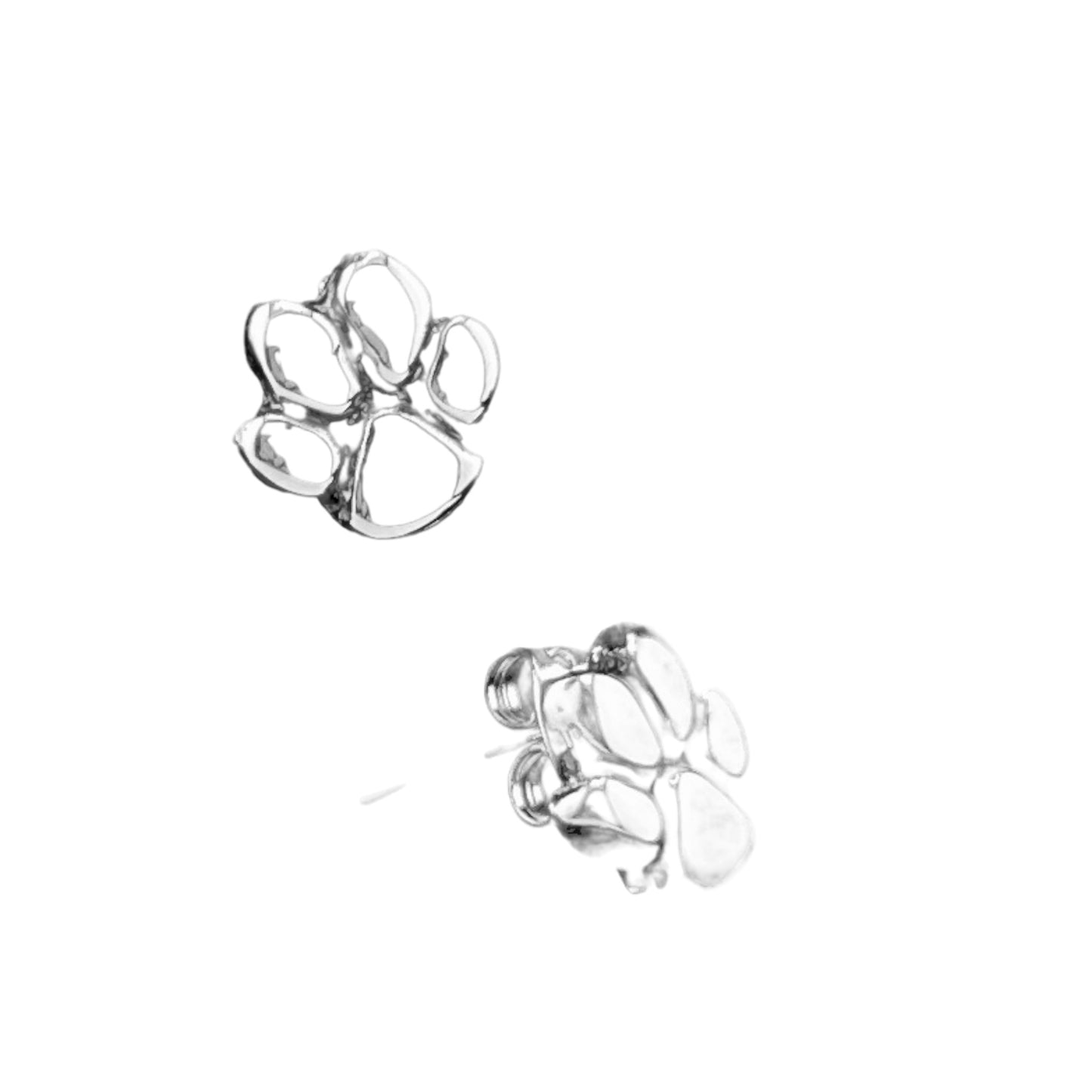 Sterling Silver .925 POST Earrings 9mmx9mm Dog Paw Clemson