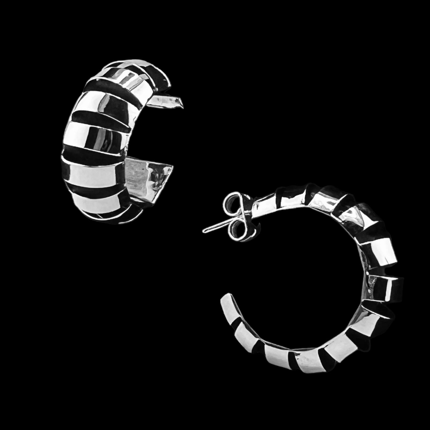 Sterling Silver .925 HOOP POST Earrings 22mmx7mm