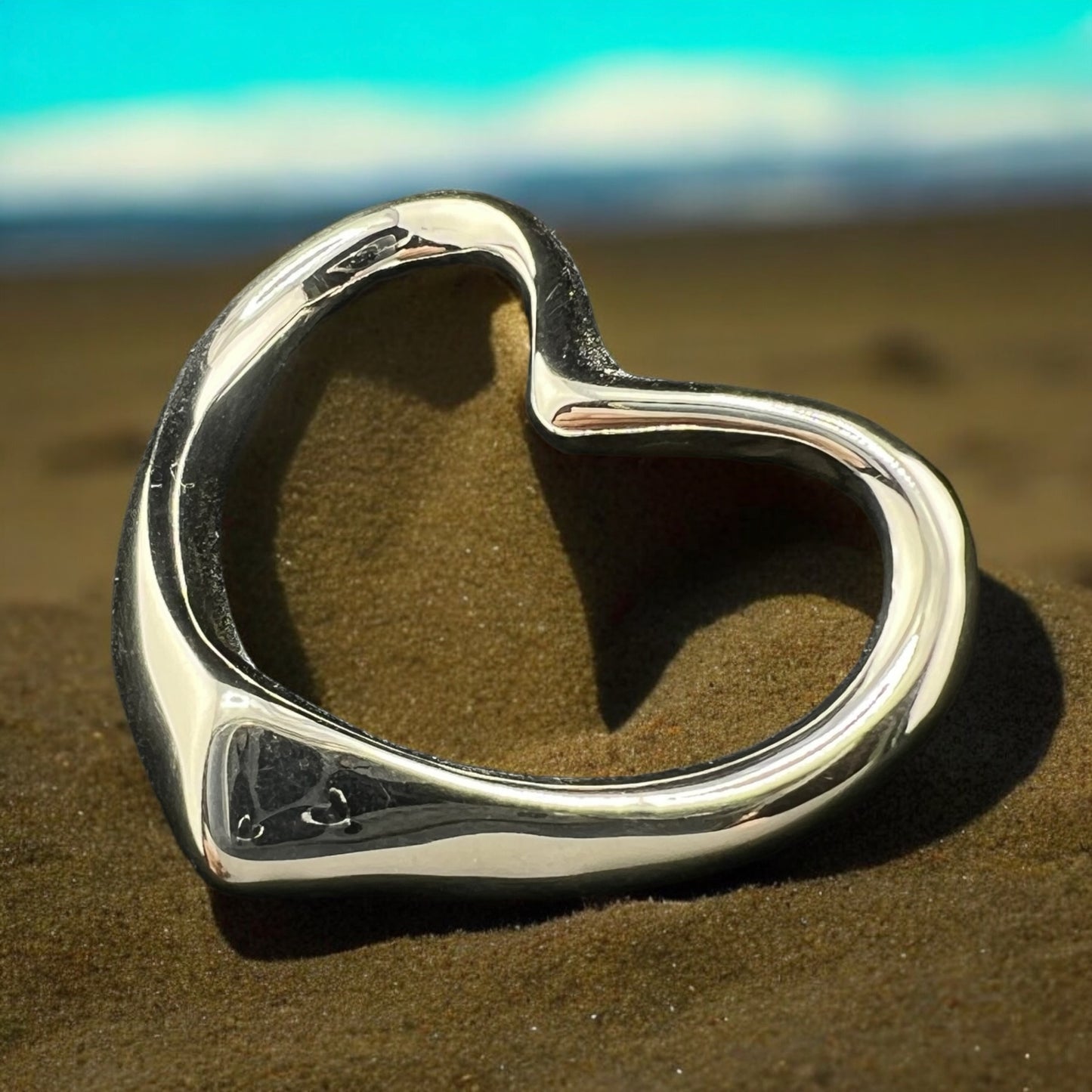 .925 Silver Pendant Open Heart 35mm x 35mm