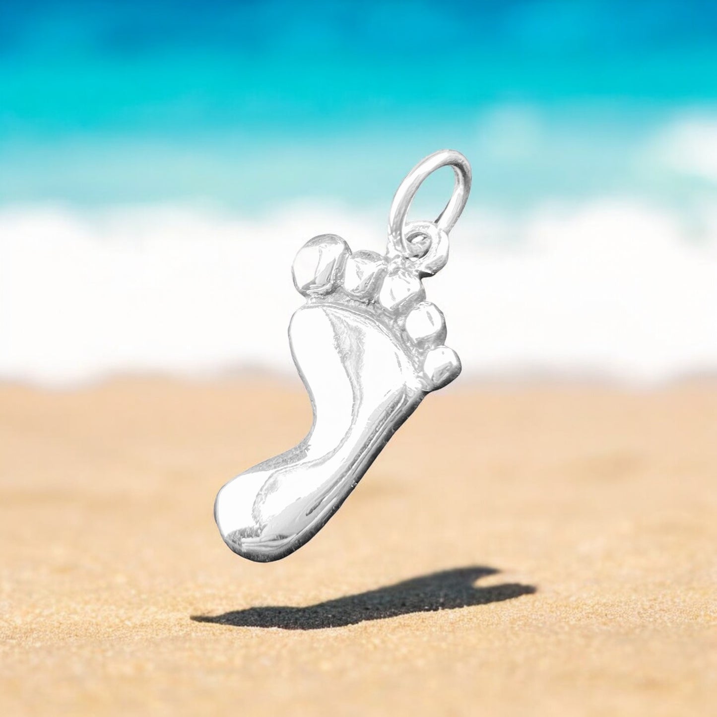 .925 Silver Pendant Barefoot 13mm x 25mm