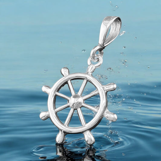 .925 Silver Pendant Shipwheel 23mm x 30mm