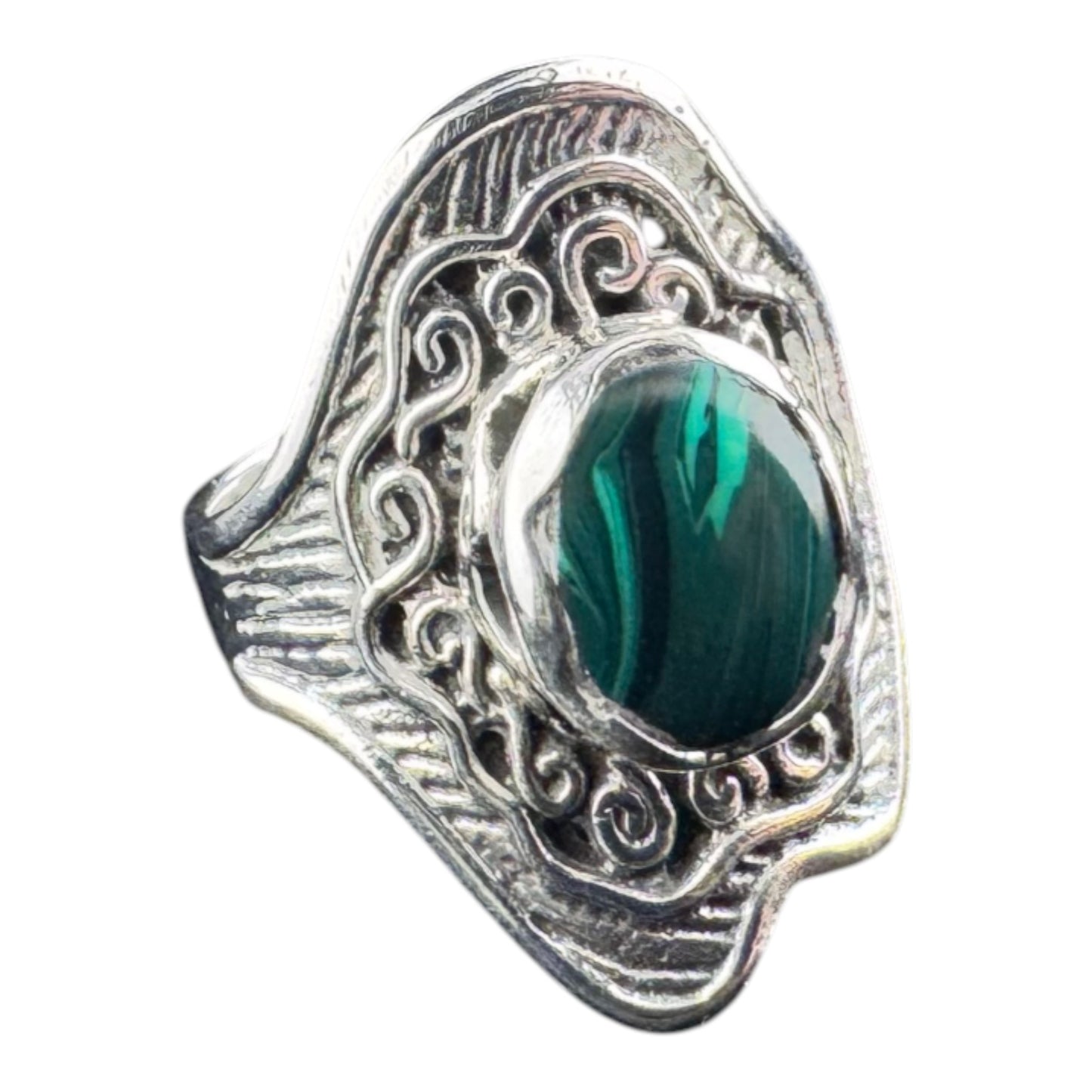 Patterned Ring w/Malachite