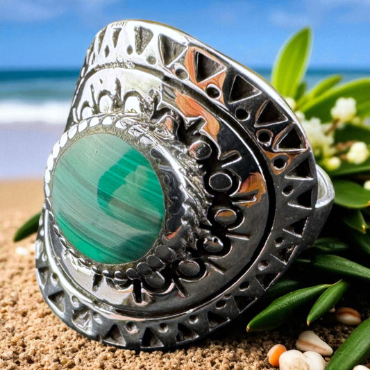 Malachite Shield Ring