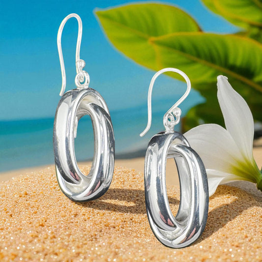 Interlocking Oval Drop Earrings