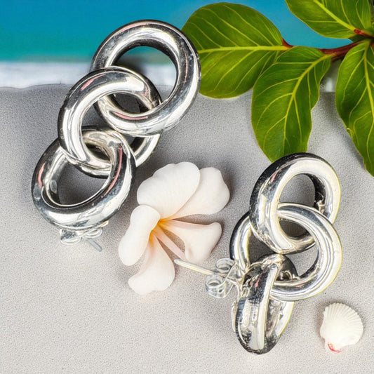 Triple Interlocking Stud Earrings