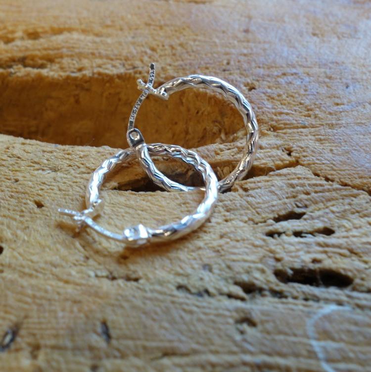 Handcrafted solid sterling .925 silver 15cm Diamond Cut Solid Silver  HOOP Earrings from Taxco, Mexico