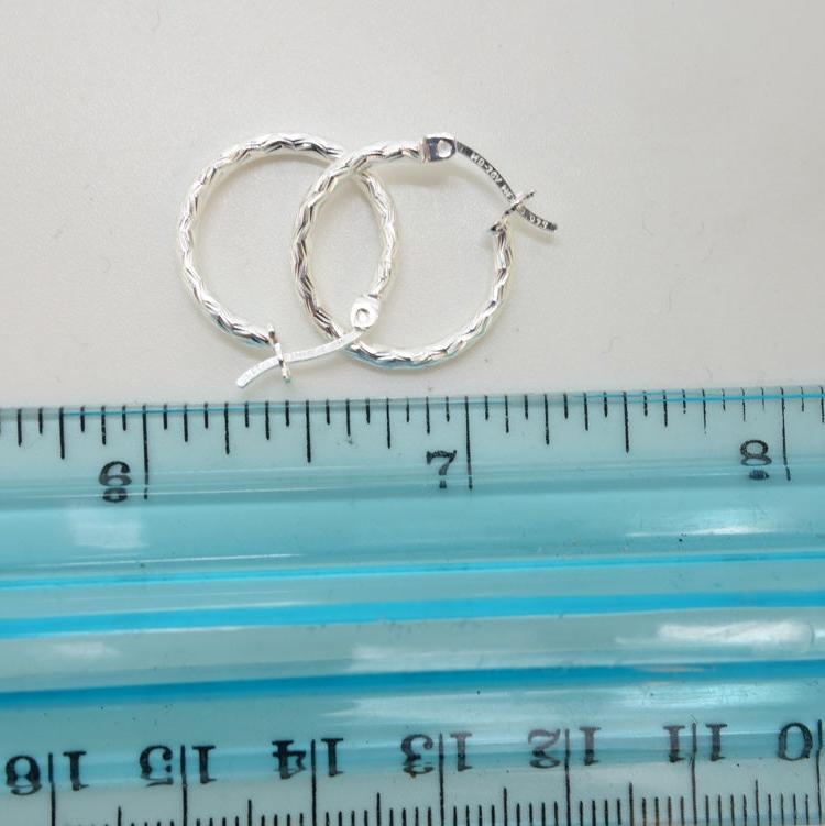 Handcrafted solid sterling .925 silver 15cm Diamond Cut Solid Silver  HOOP Earrings from Taxco, Mexico