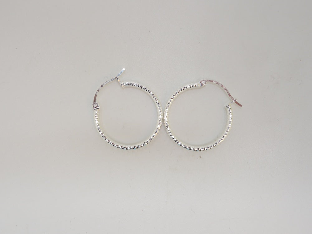 Handcrafted solid sterling .925 silver 20cm Diamond Cut Solid Silver  HOOP Earrings from Taxco, Mexico