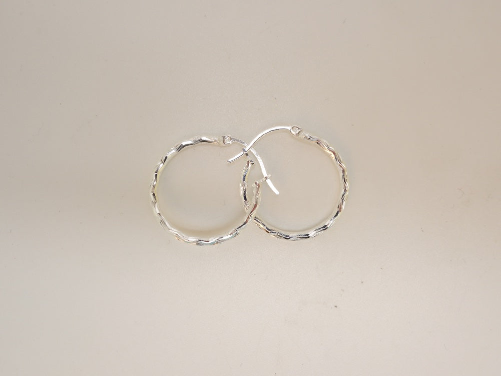 Handcrafted solid sterling .925 silver 20cm Diamond Cut Solid Silver  HOOP Earrings from Taxco, Mexico