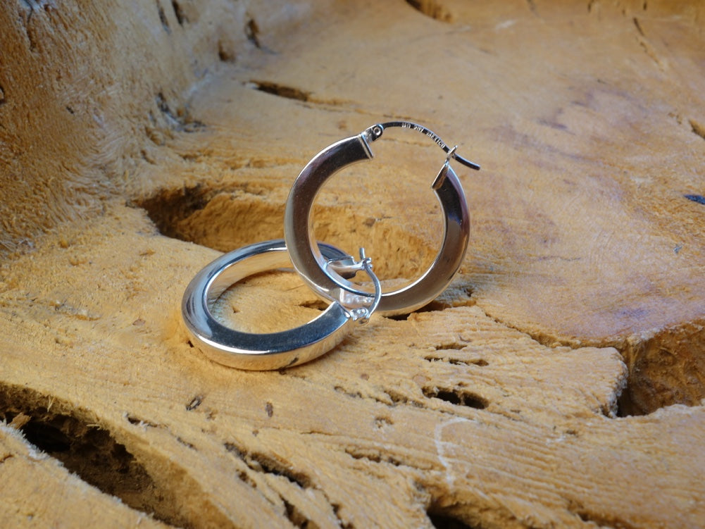 Handcrafted solid sterling .925 silver 26cm Solid Silver HOOP Earrings from Taxco, Mexico