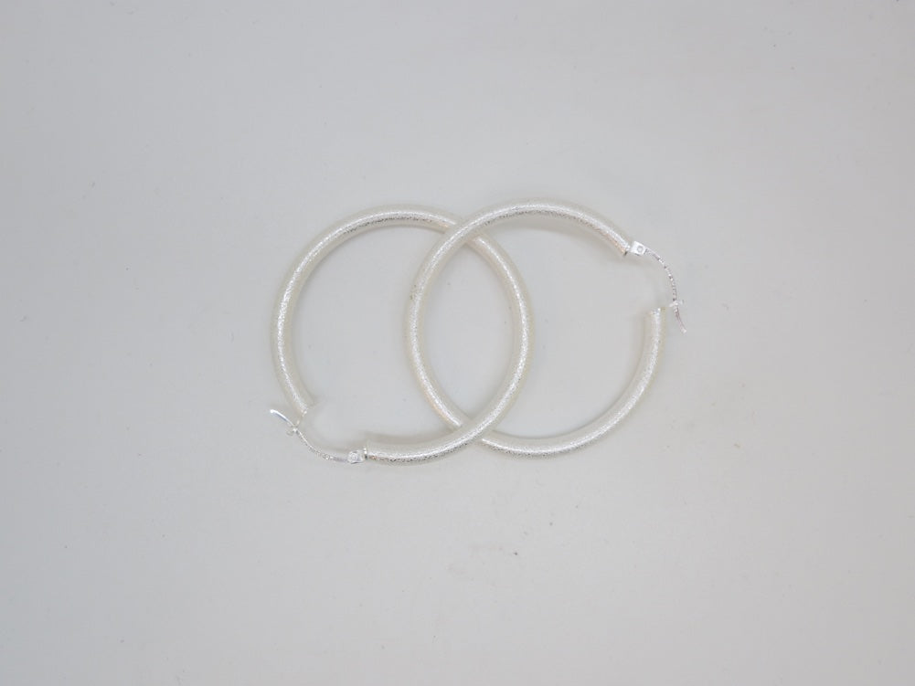 Handcrafted solid sterling .925 silver 40cm Solid Silver HOOP Earrings from Taxco, Mexico